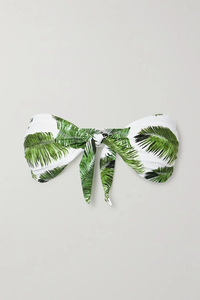 Melissa Odabash Caribe Palm-print Bandeau Bikini Top In White And Green