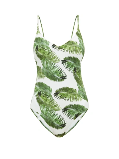 Melissa Odabash Bora Bora Palm-print Open-back Swimsuit In White