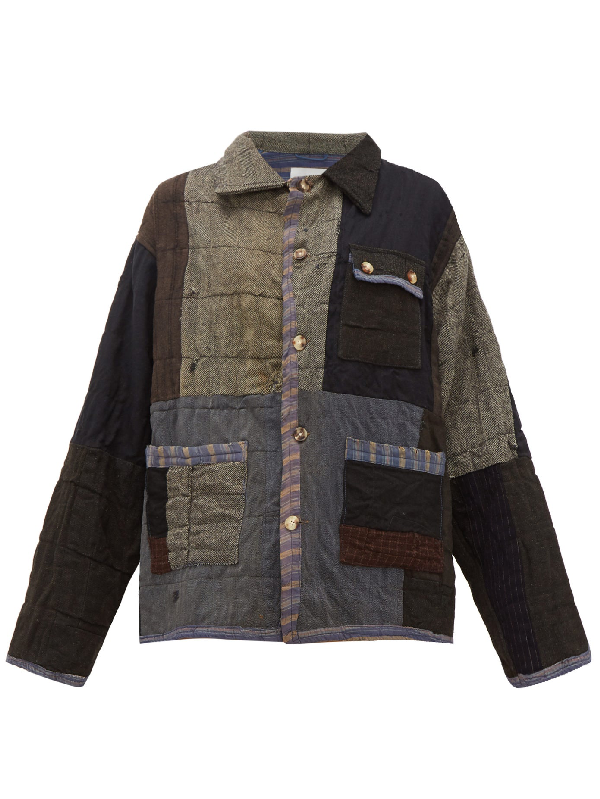 Bode Patchwork Single-breasted Wool Jacket In Multi | ModeSens