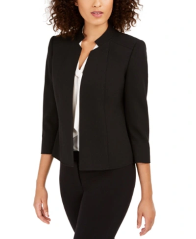 Anne Klein Star-collar Open-front Blazer In Black