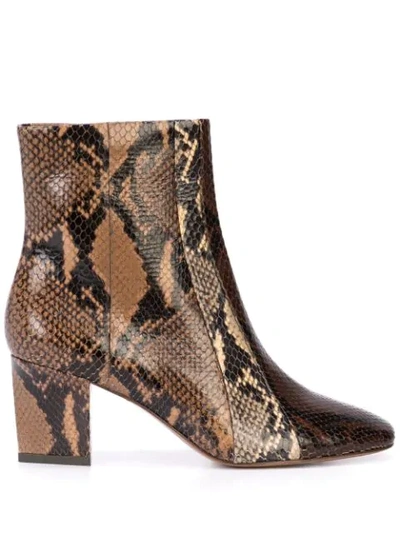 Veronica Beard Snakeskin Effect Ankle Boots In Brown