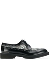 Alexander Mcqueen Check Print Embellished Brogues In Black