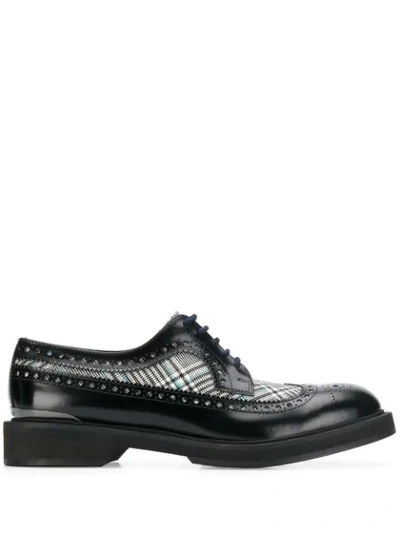Alexander Mcqueen Check Print Embellished Brogues In Black