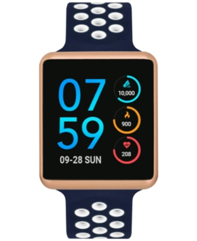 Itouch Unisex Air Navy & White Silicone Strap Touchscreen Smart Watch 35x41mm, A Special Edition In Rose Gold Case,navy/white Strap