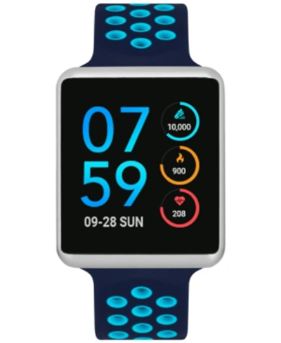 Itouch Unisex Air Navy & Turquoise Silicone Strap Touchscreen Smart Watch 41x35mm, A Special Edition In Silver Case, Navy/turquoise Strap