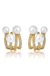 Hueb Spectrum Pearl Huggie Earrings In Yellow Gold