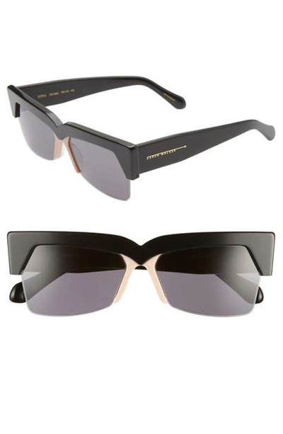 Karen Walker Ezra Semi-rimless Cat-eye Sunglasses In Black/blush/smoke