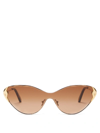 Chloé Curtis Rimless Cat-eye Metal Sunglasses In Gold/ Gradient Brown