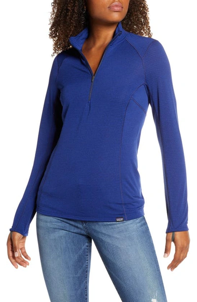 Patagonia Capilene Thermal Weight Zip Neck Tee In Cobalt Blu-clssic Navy X-dye