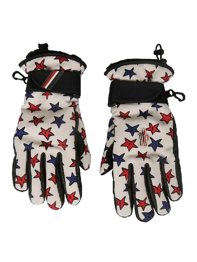 Moncler Genius Star Printed Gloves In White/multicolor