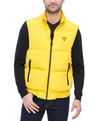 Guess Men's Puffer Vest In Yellow | ModeSens