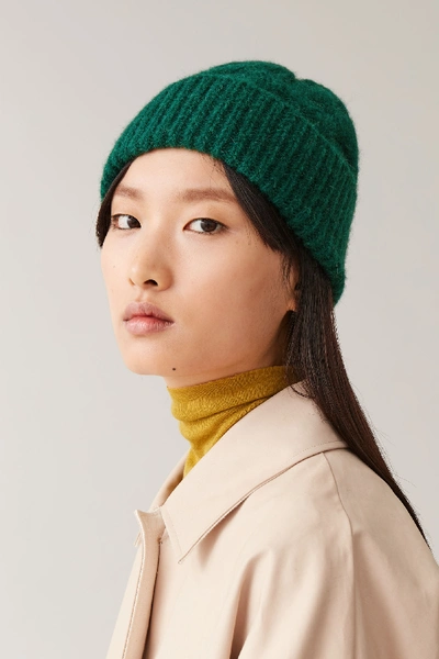 Cos Alpaca-yak Wool Mix Cable Hat In Green