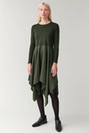Cos Knitted Handkerchief Dress In Green