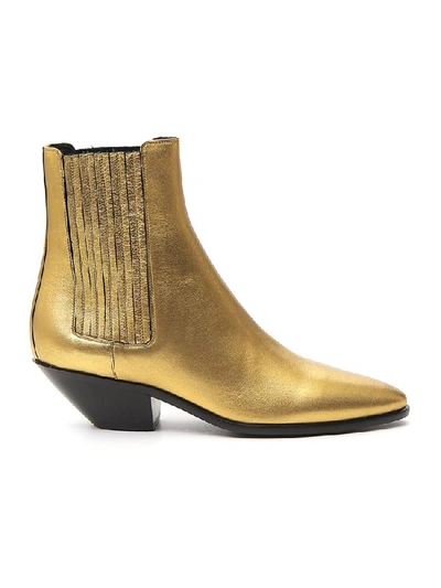 Saint Laurent Wyatt Ankle Boots In Gold