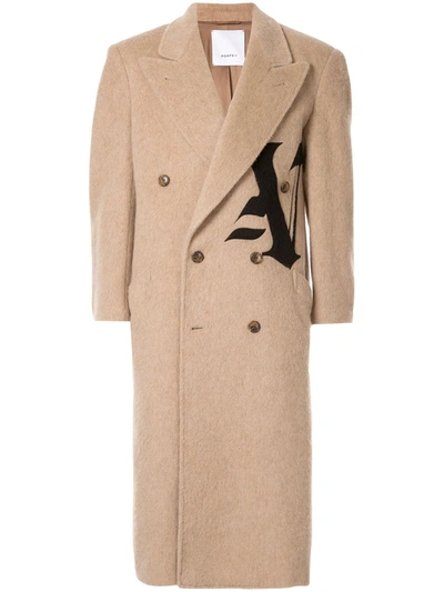 Ports V Double-breasted Logo Coat In Neutrals