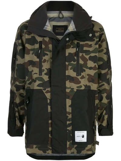 Bape X Wtaps Camouflage Zip-up Jacket In Black