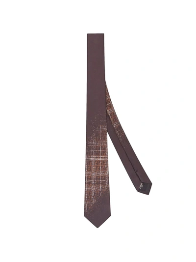 Fendi Silk Shaded-effect Ff Tie In Brown