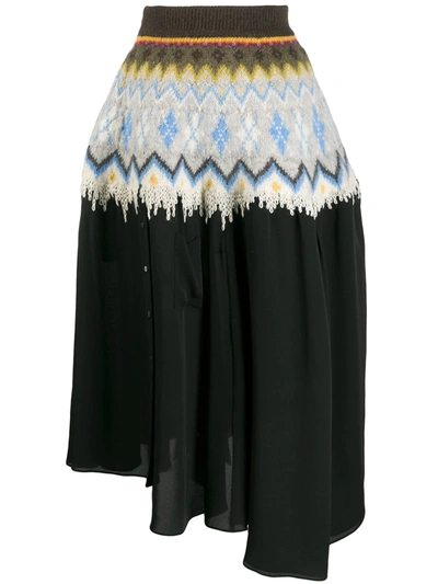 Loewe Graphic Print Asymmetric Skirt In Black