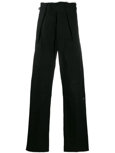 Raf Simons Buckle Detail Raw Edge Trousers In Black