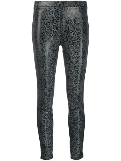J Brand Darcy Snake-effect Pull-on Trousers In Black