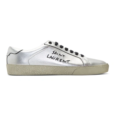 Saint Laurent Silver Used-look Court Classic Sl/06 Sneakers In White