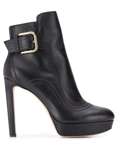Jimmy Choo Britney Platform Leather Ankle Boots In Black/gold