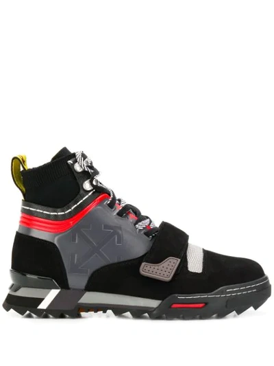 Off-white Panelled Arrows Logo Sneakers In Nero