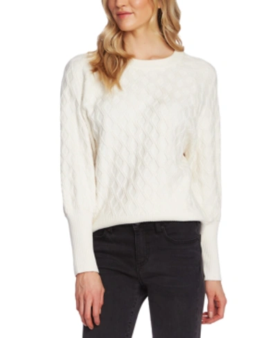 Vince Camuto Textured-knit Crewneck Sweater In Antique White