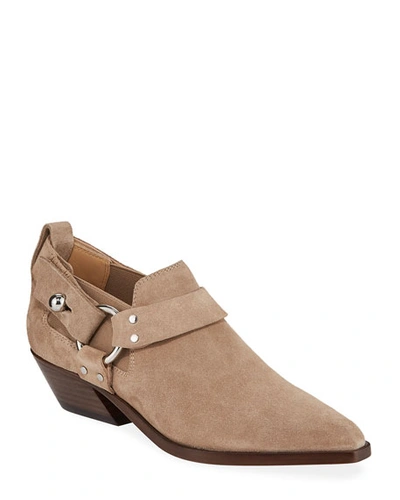 Rag & Bone Suede Western Harness Ankle Booties In Beige