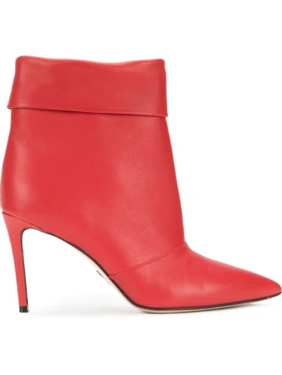 Paul Andrew Banner Fold-over Leather Booties In Red