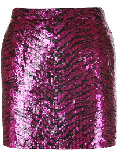 Saint Laurent Sequinned Zebra Pattern Mini Skirt In Pink