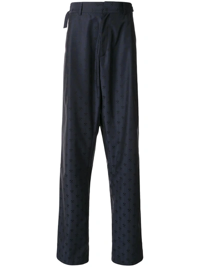 Gmbh Embroidered Tailored Trousers In Blue