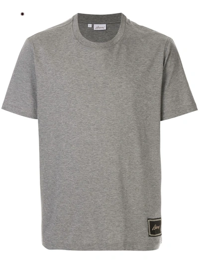 Brioni Logo Print T-shirt In Grey