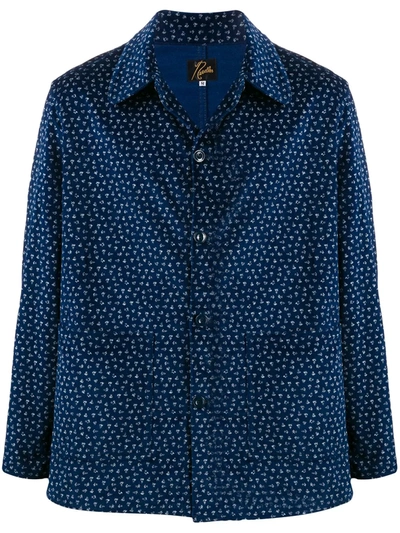 Needles Long Sleeve Floral Pattern Shirt In Blue