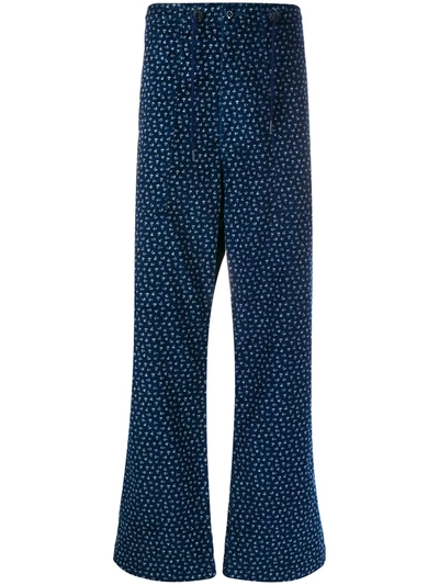 Needles Fatigue Floral Print Trousers In Blue