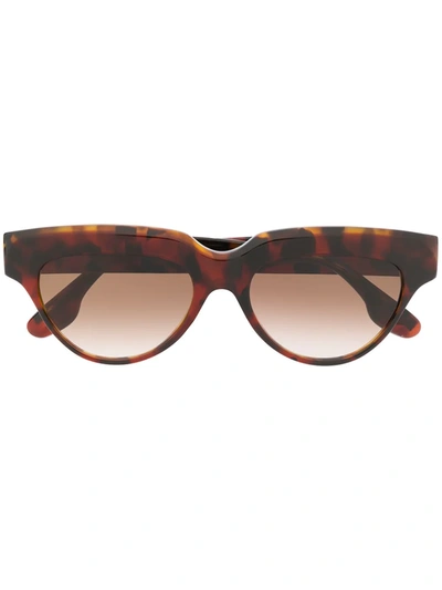 Victoria Beckham Small Bevelled Cat-eye Sunglasses In Brown