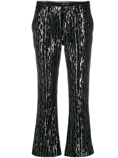 Zadig & Voltaire Polis Sequin Cropped Flared Trousers In Black