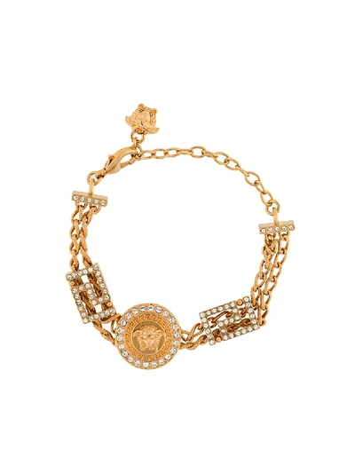 Versace Medusa Logo Bracelet In Kcot Gold