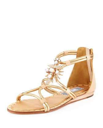 Ivy Kirzhner Basil Studded Ornament Sandal In Light Gold | ModeSens