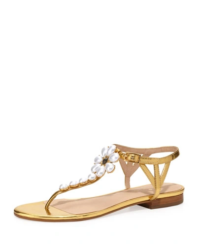 Kate Spade Shelby Pearly Flower Thong Sandal | ModeSens