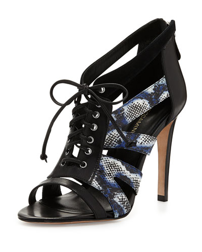 Rebecca Minkoff Reed Lace-up Combo Bootie In Lapis Klue | ModeSens