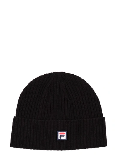 Fila Ribbed Knit Beanie In Black