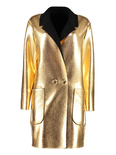 Pinko Estate Reversible Coat In Gold