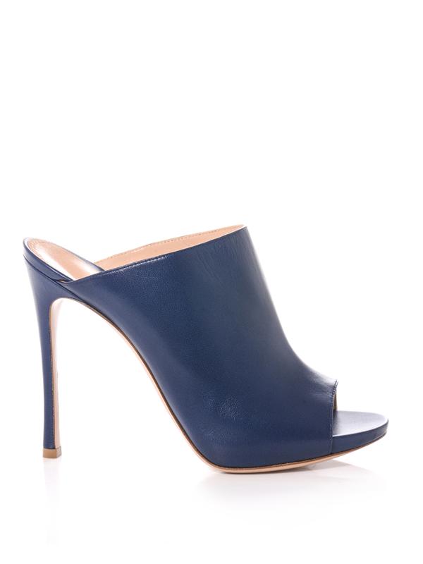 Gianvito Rossi Nappa Leather Mules In Navy | ModeSens