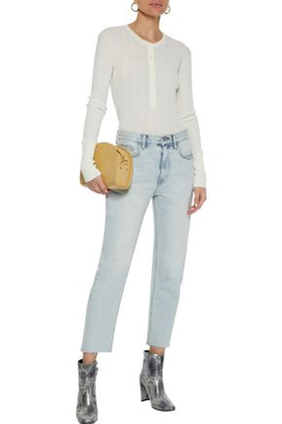 Current Elliott The Vintage Cropped Faded Mid-rise Straight-leg Jeans In Light Denim