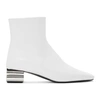 Balenciaga Women's Typo Square-toe Leather Ankle Boots In White