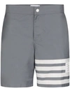 Thom Browne 4-bar Print Swim Shorts In 灰色