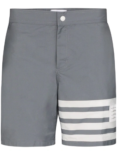 Thom Browne 4-bar Print Swim Shorts In 灰色