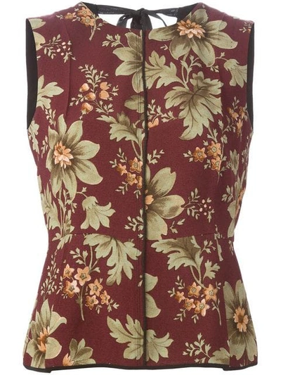 Marc Jacobs Printed Crepe Top In Red