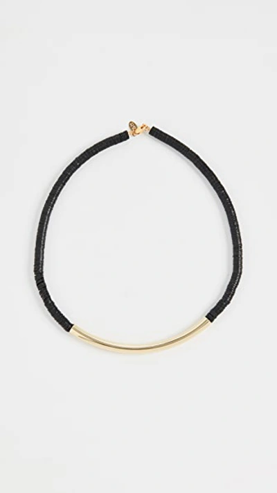 Maison Monik Black Gold Bar Choker In Black/gold